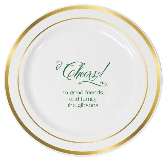 Elegant Cheers Premium Banded Plastic Plates